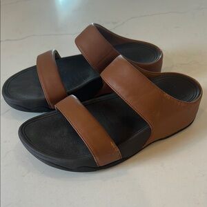 FitFlop LuLu Brown Slide Sandals